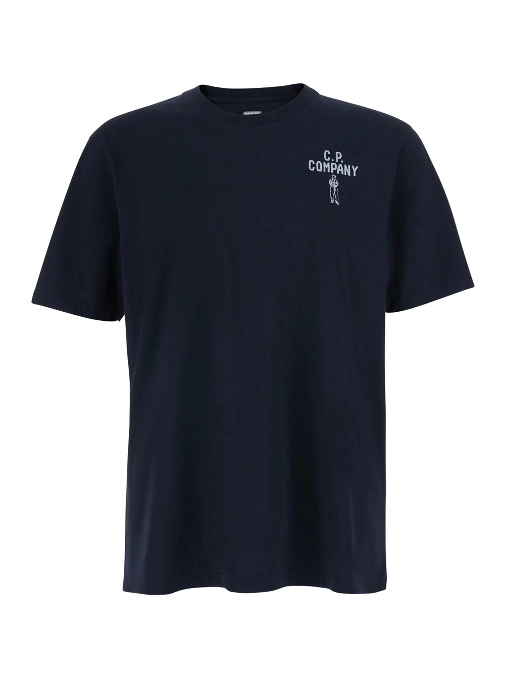 C.P. Company T-Shirt con Scollo Rotondo e Stampa Logo in Cotone Blu Uomo