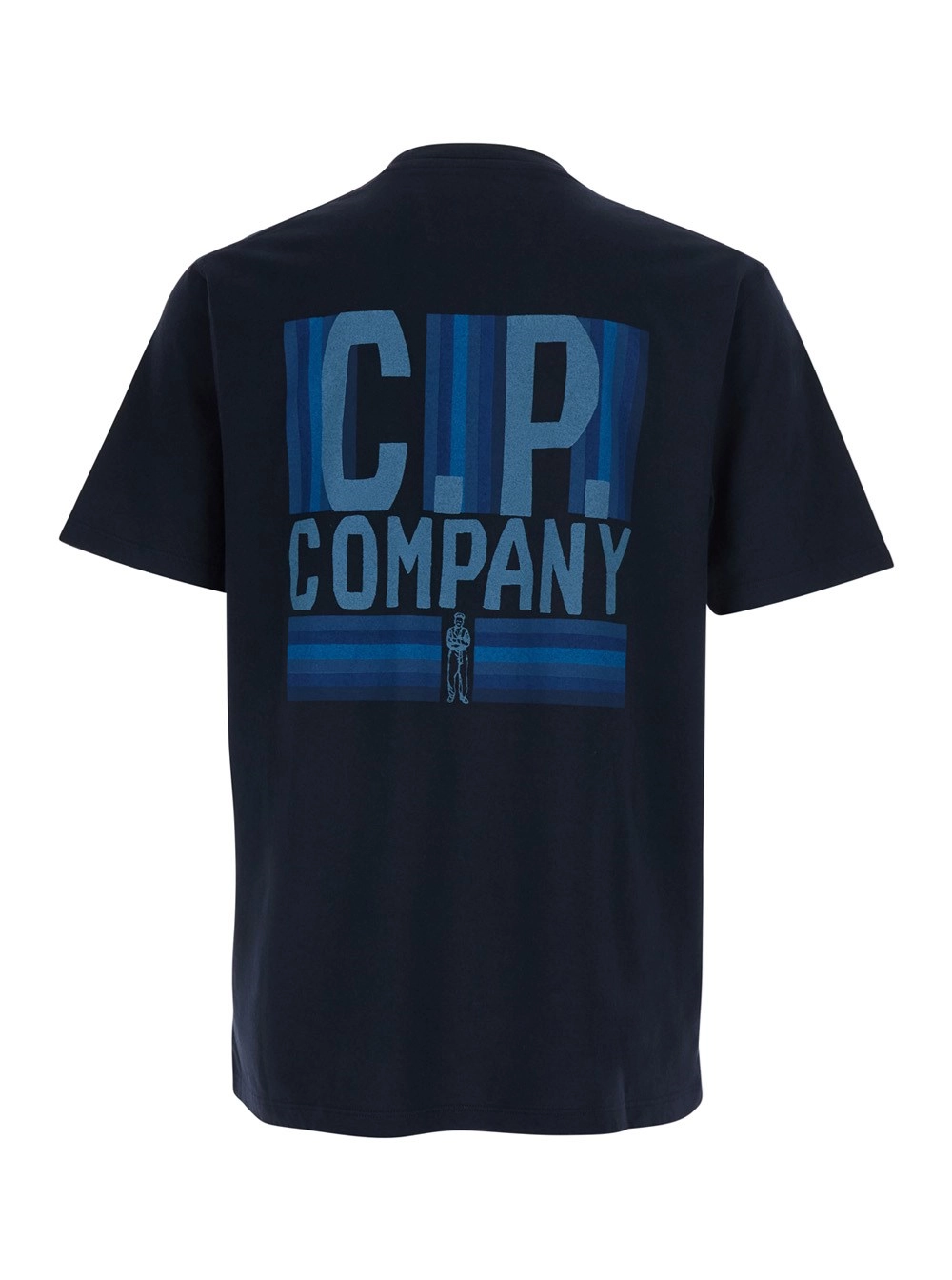 C.P. Company T-Shirt con Scollo Rotondo e Stampa Logo in Cotone Blu Uomo, view 2