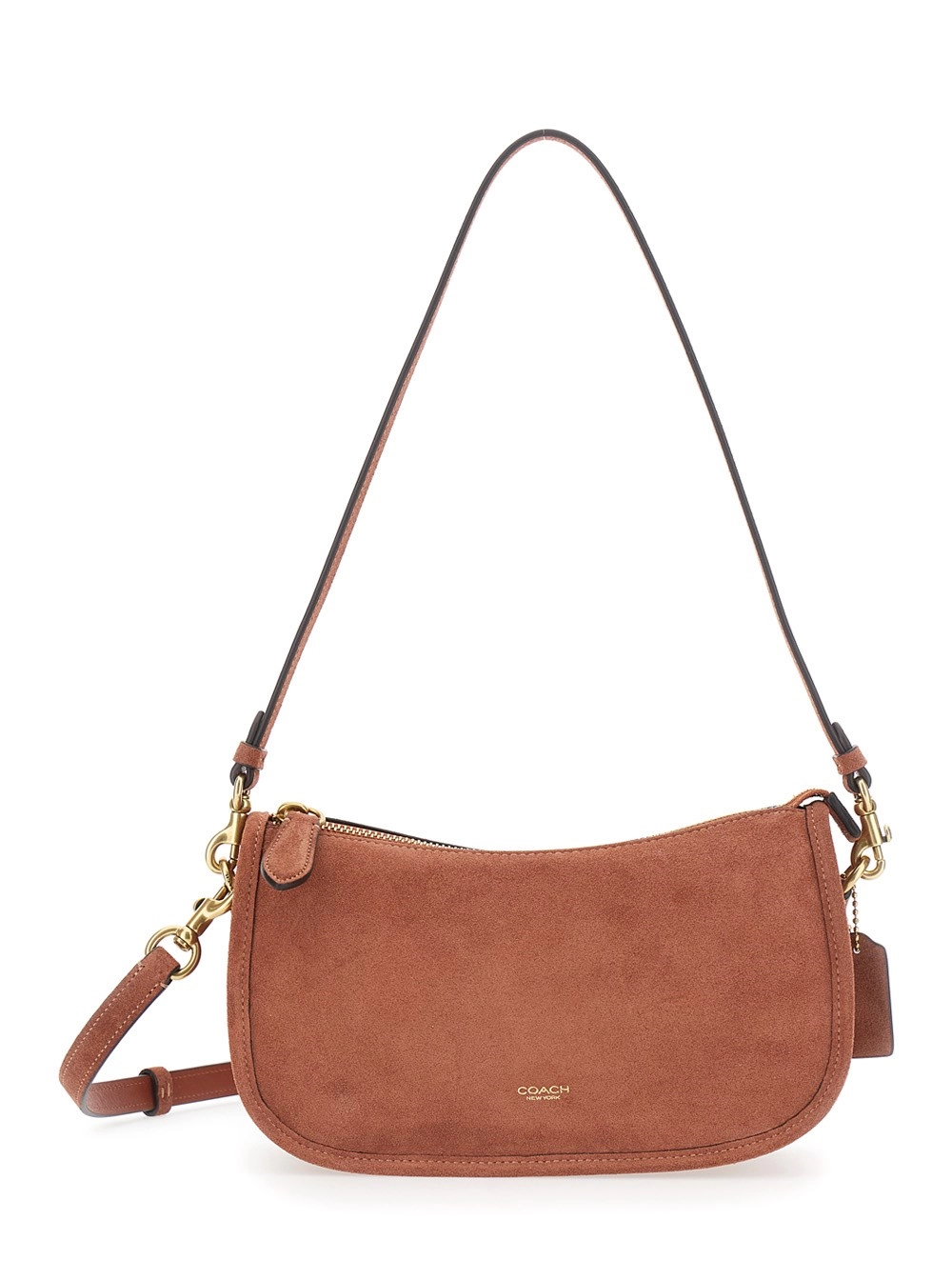 Coach Borsa a tracolla 'Waverly' con logo impresso sul fronte in suede Marrone Donna