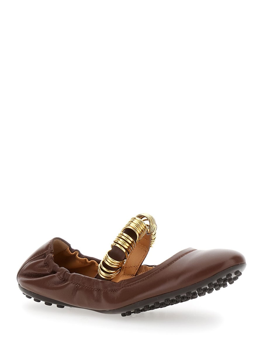 Tod's Ballerine 'Dee' con Anelli Decorativi sul Fronte in Pelle Marroni Donna, view 2