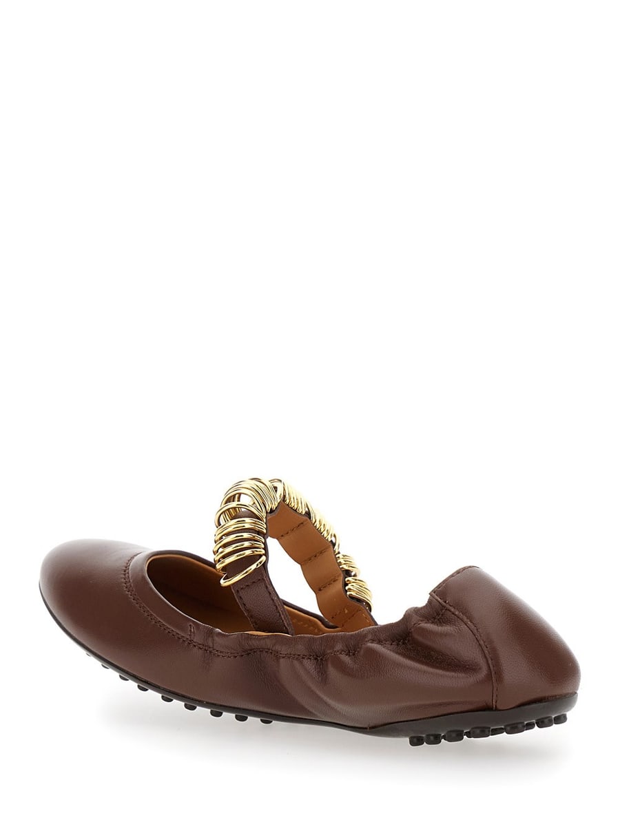 Tod's Ballerine 'Dee' con Anelli Decorativi sul Fronte in Pelle Marroni Donna, view 3
