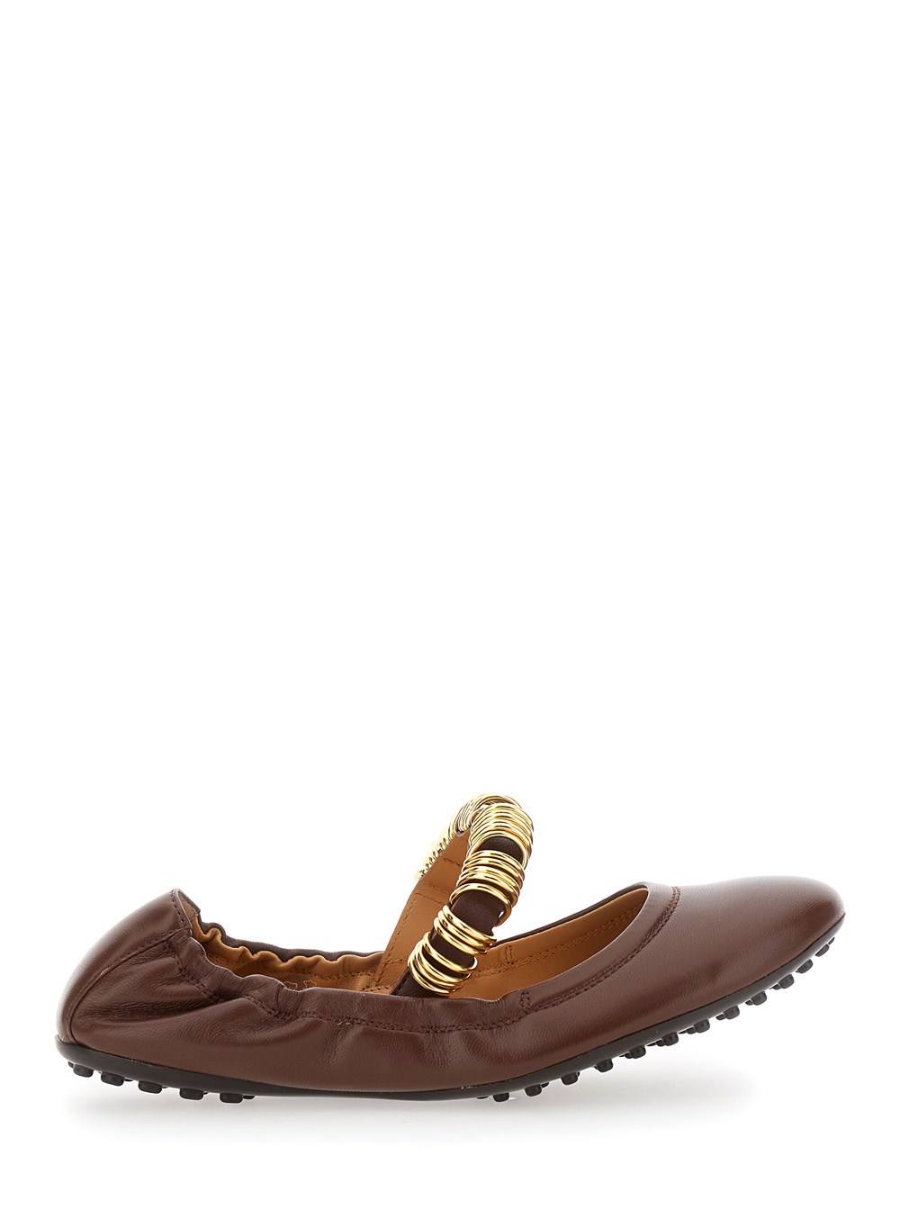 Tod's Ballerine 'Dee' con Anelli Decorativi sul Fronte in Pelle Marroni Donna