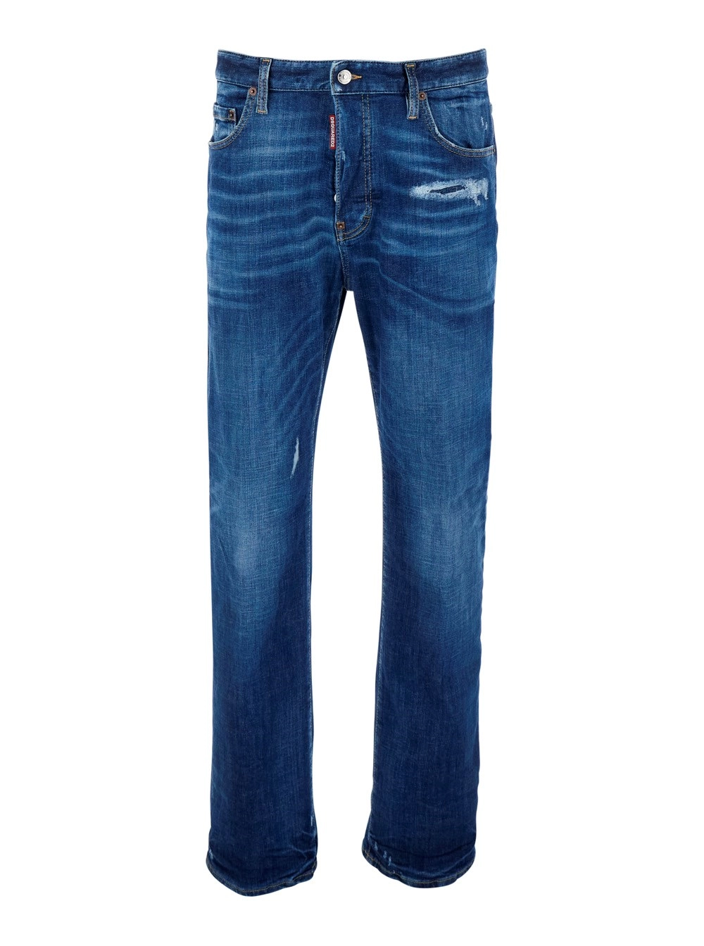 Dsquared2 Jeans con Dettagli Strappati e Patch Logo sul Retro in Denim Blu Uomo