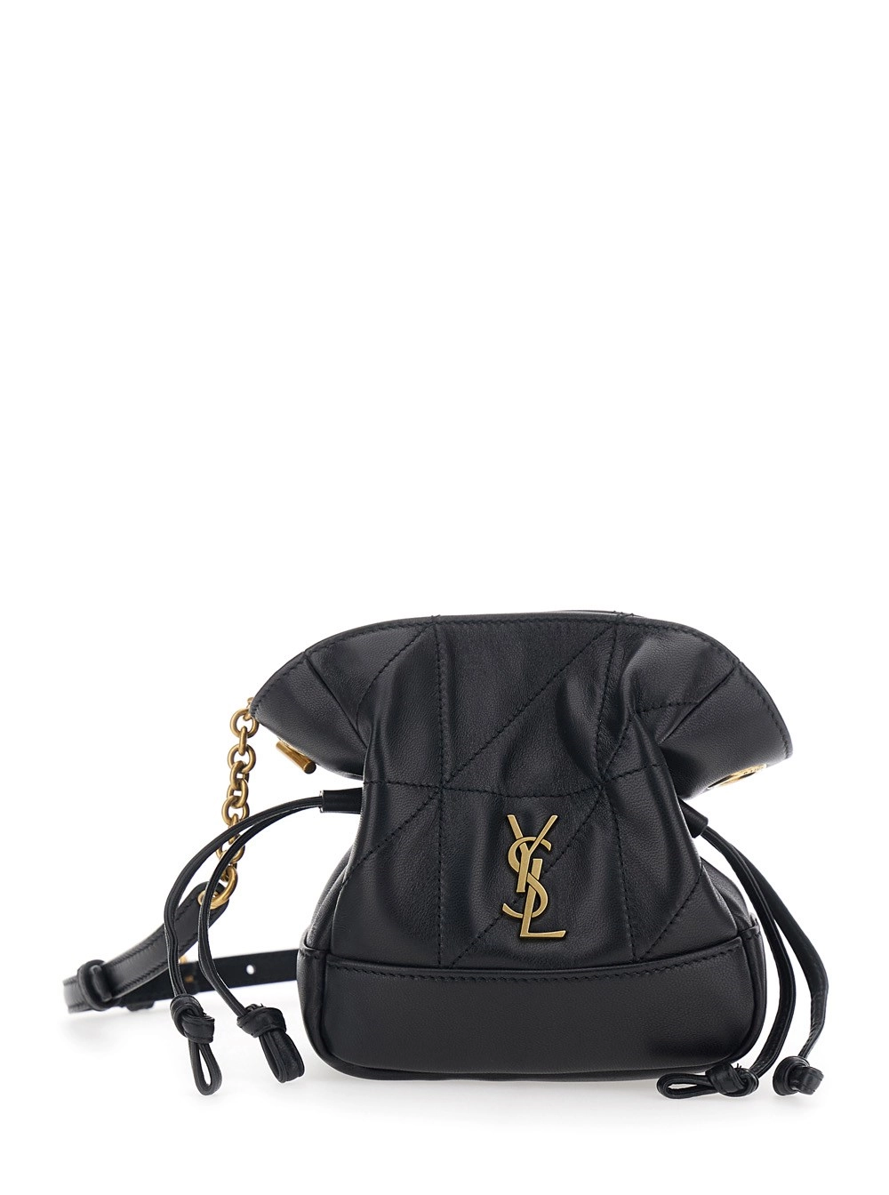 Saint Laurent Borsa a Tracolla 'Louise' con Placca Triomphe sul Fronte in Pelle Nera Donna