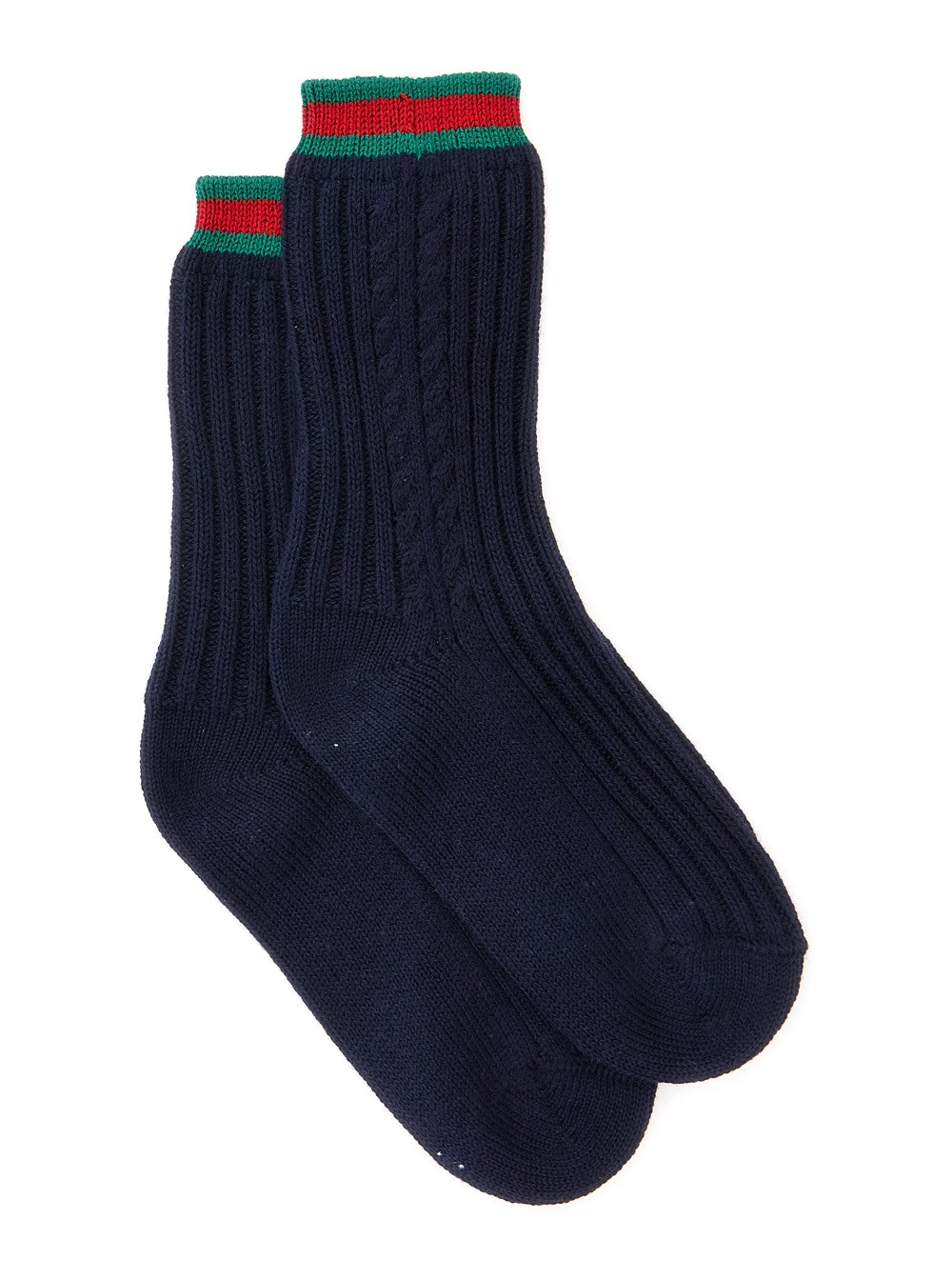 Gucci kids Calzini con Lavorazione a Maglia e Dettaglio Web sulla Caviglia in Cotone Blu Baby