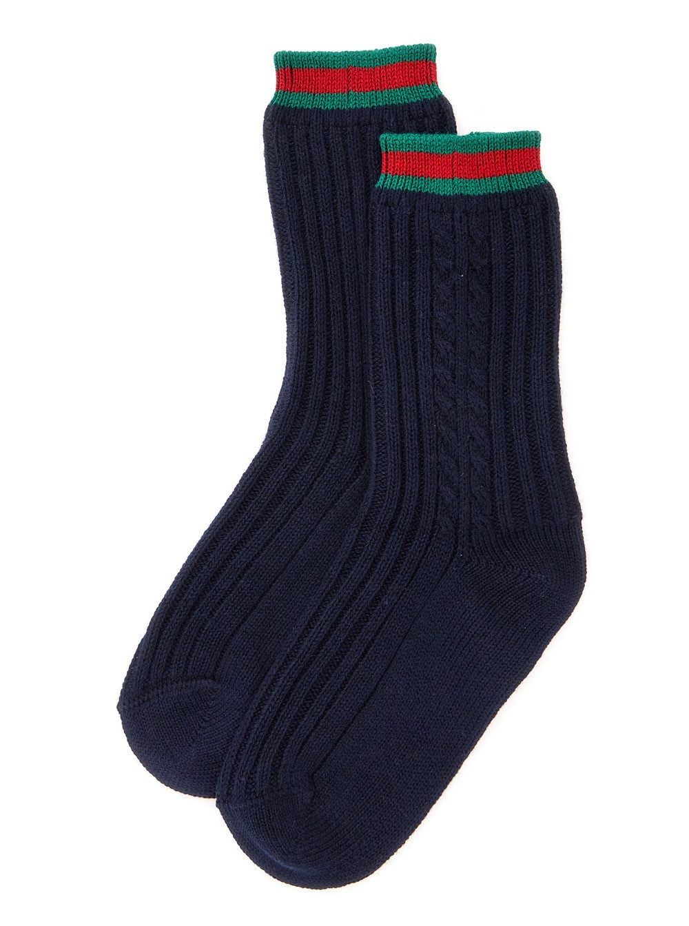 Gucci kids Calzini con Lavorazione a Maglia e Dettaglio Web sulla Caviglia in Cotone Blu Baby, view 2