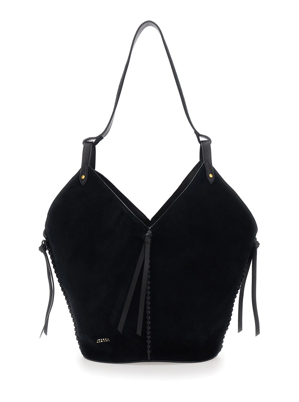 Isabel Marant Borsa a Spalla 'Tampa' con Tracolla Singola e Dettaglio con Nodo in Pelle Scamosciata Nera Donna