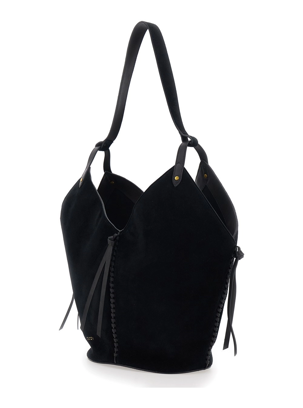 Isabel Marant Borsa a Spalla 'Tampa' con Tracolla Singola e Dettaglio con Nodo in Pelle Scamosciata Nera Donna, view 2