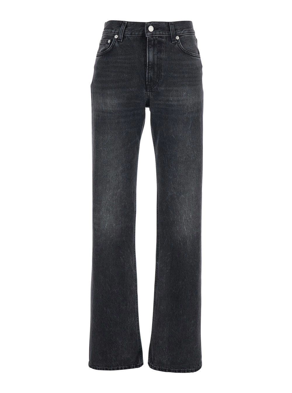 Haikure Jeans con Passanti per Cintura e Patch Logo sul Retro in Denim Nero Donna