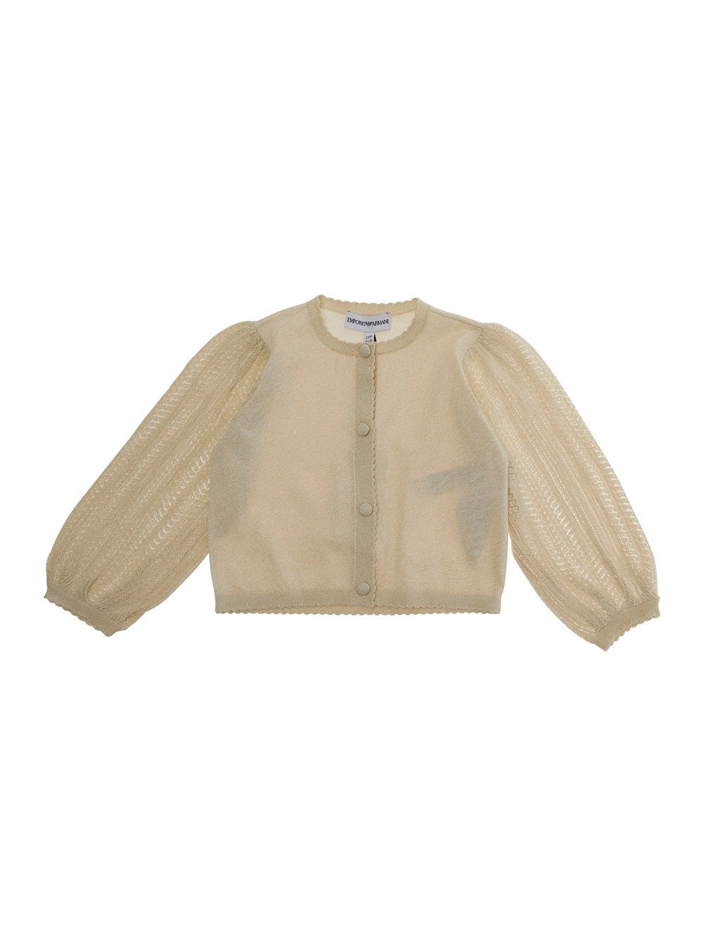 Emporio armani kids Cardigan con Scollo Rotondo e Chiusura con Bottoni in Misto Lana Beige Baby