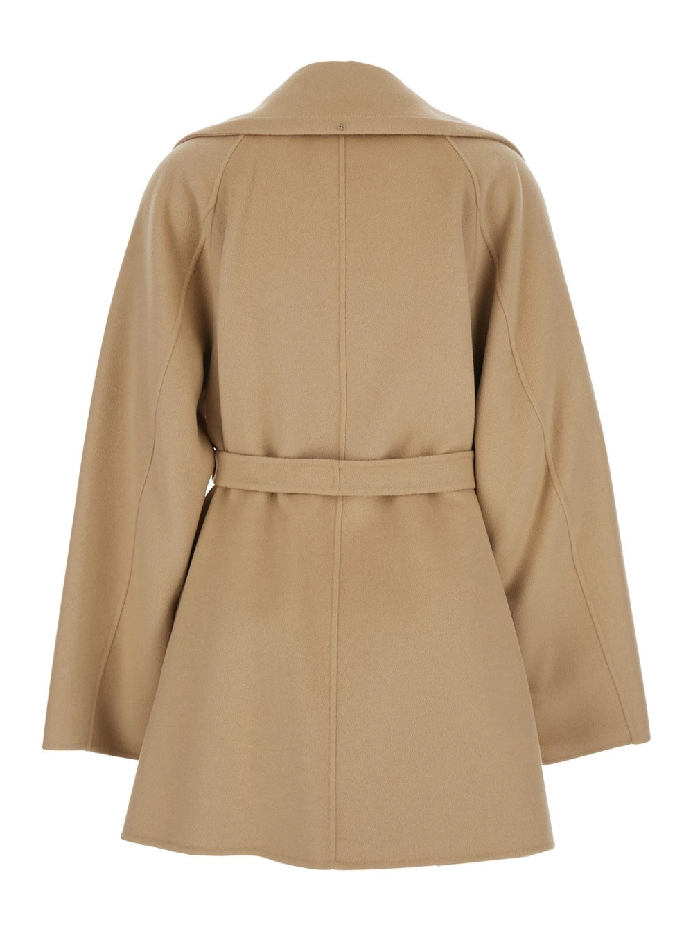 Sportmax Cappotto Beige con Revers Classici Ampi e Cintura in Vita in Lana Donna, view 2