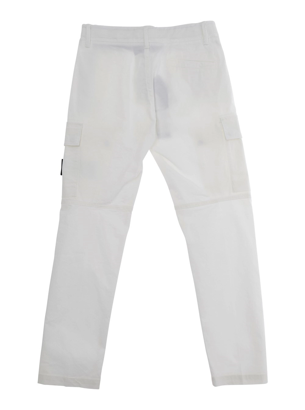 Stone island kids Pantalone Bianco con Patch Logo sul Fronte e Due Tasche con Patta sul Fronte in Cotone Stretch Bambino, view 2