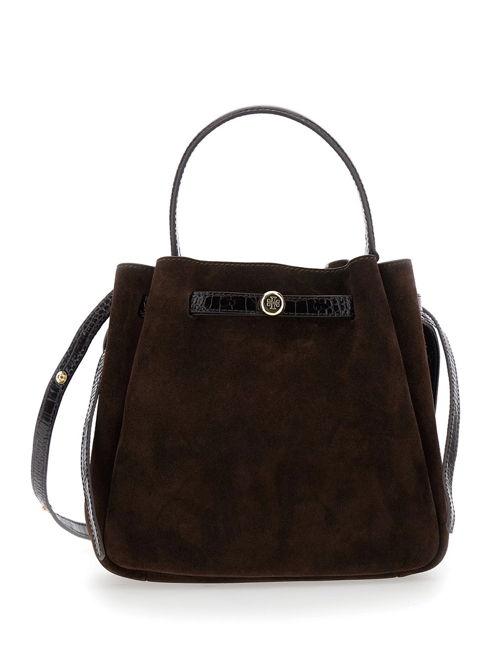 Tory Burch Borsa a Mano 'Romy Bucket' con Manici in Pelle Marrone Donna