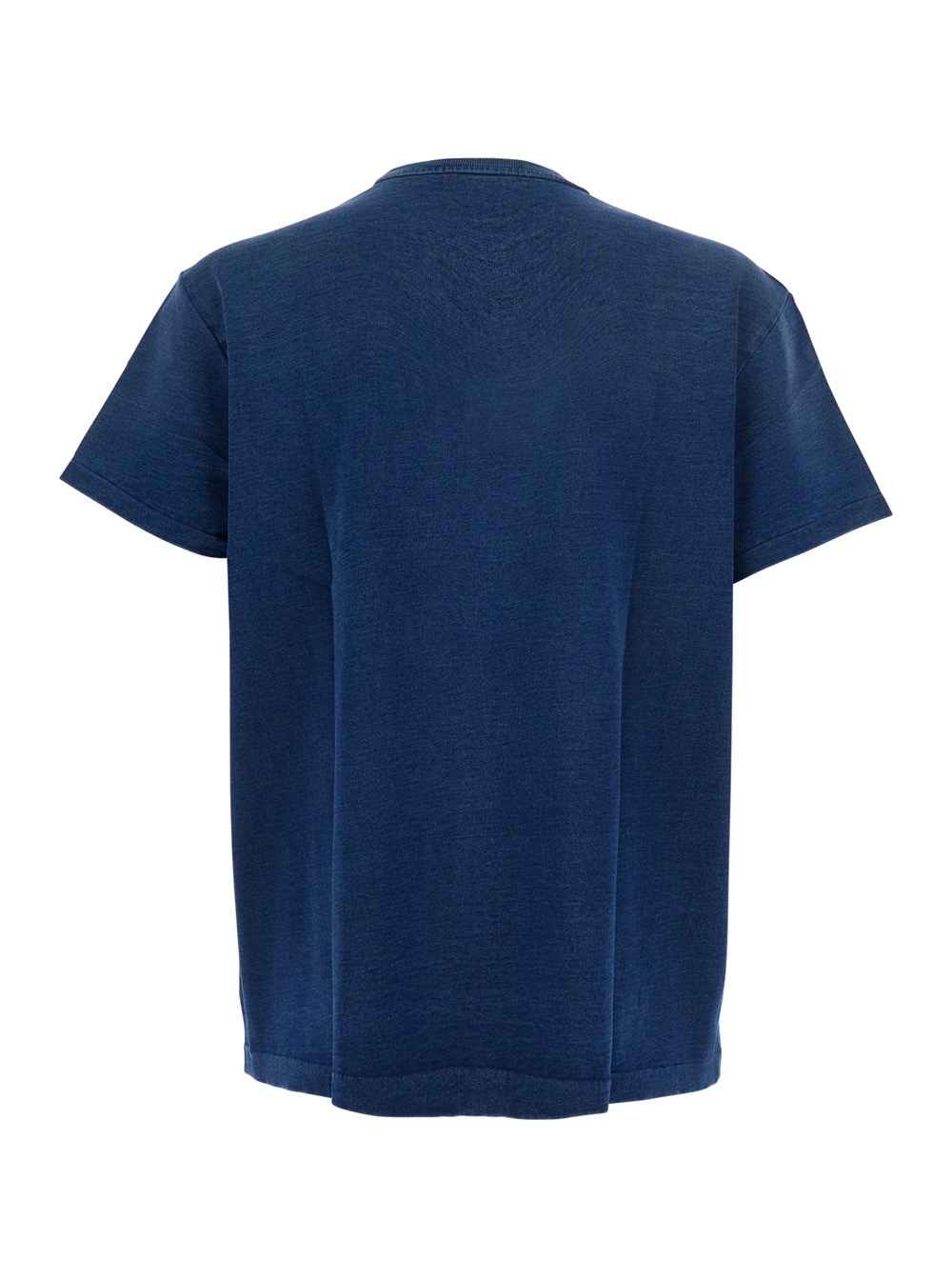 Polo Ralph Lauren T-Shirt Girocollo con Patch Logo sul Fronte in Cotone Effetto Denim Blu Uomo, view 2