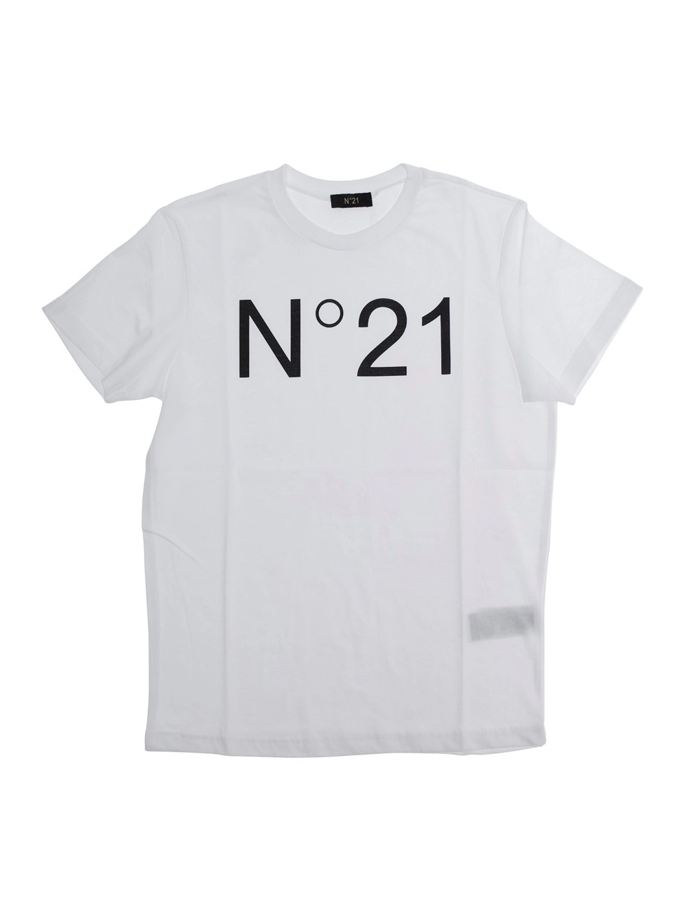 N°21 kids T-Shirt 'N°21' Girocollo con Maxi Stampa Logo sul Fronte in Cotone Bianca Bambina
