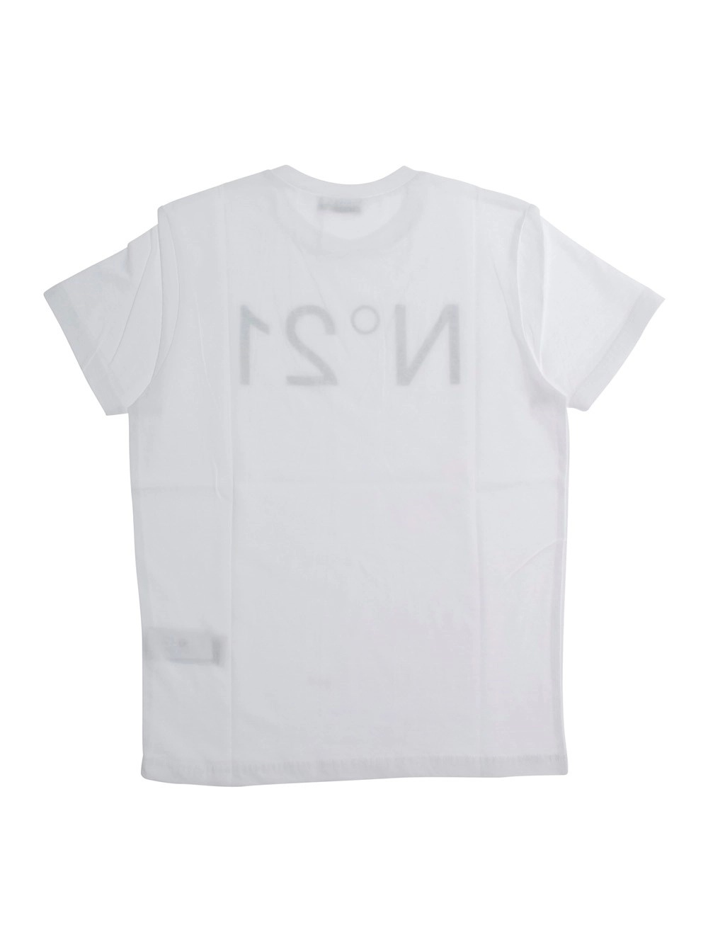 N°21 kids T-Shirt 'N°21' Girocollo con Maxi Stampa Logo sul Fronte in Cotone Bianca Bambina, view 2