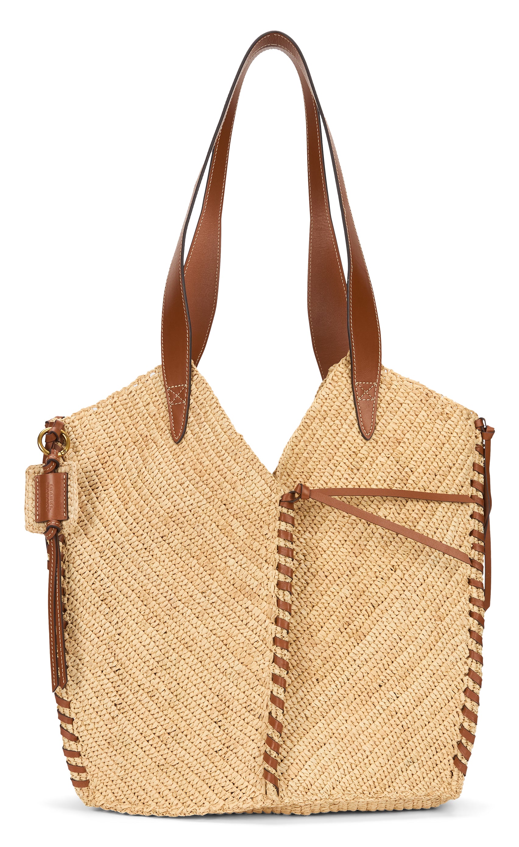Isabel Marant Borsa tote in raffia con inserti in pelle