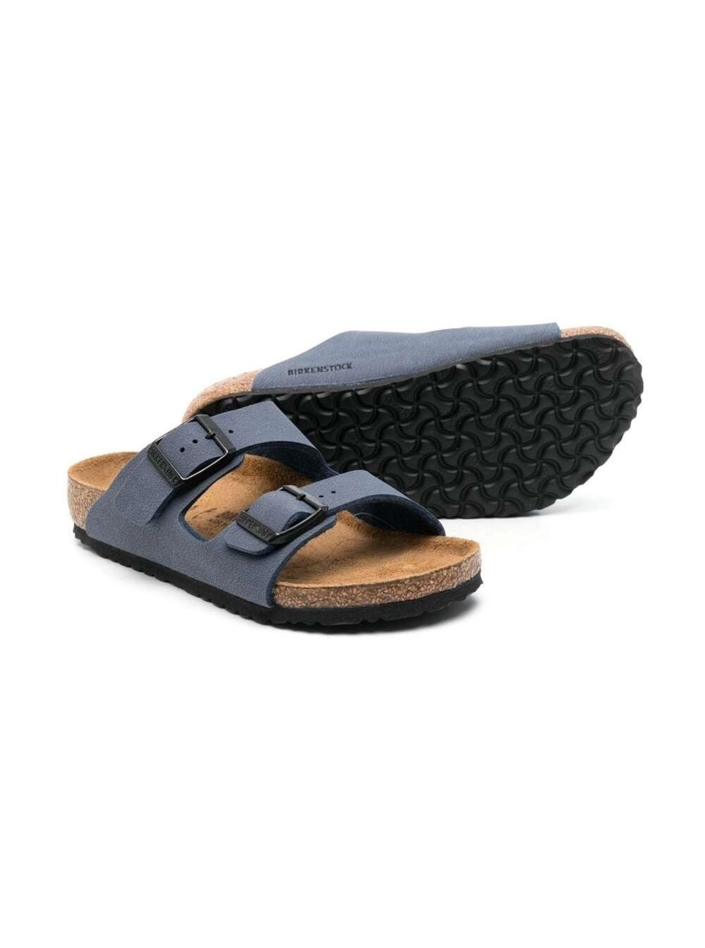 Birkenstock kids Sandali 'Arizona' con Logo Inciso in Eco Pelle Blu Navy Bambino, view 2