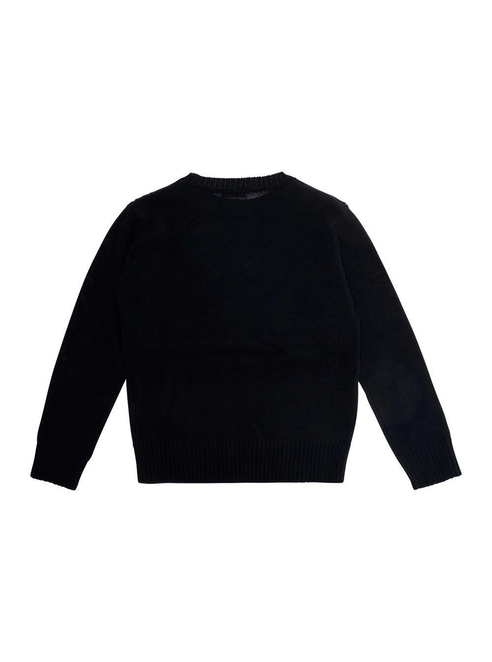N°21 kids Maglione girocollo con ricamo logo sul fronte in misto lana nero bambino, view 2
