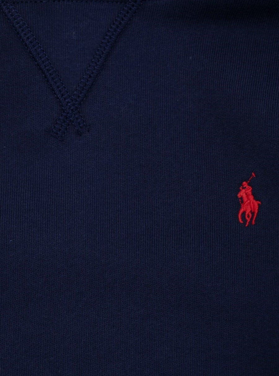 Polo ralph lauren kids Felpa con Cappuccio Fisso e Ricamo Cavallino sul Fronte in Misto Cotone Blu Bambino, view 3