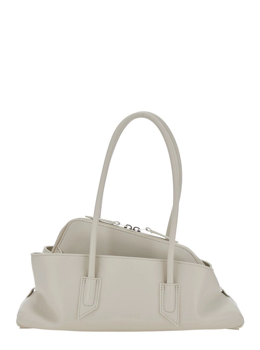 The Attico Borsa a Spalla 'La Passeggiata' Piccola con Manici Superiori e Design Asimmetrico in Pelle Bianca Donna