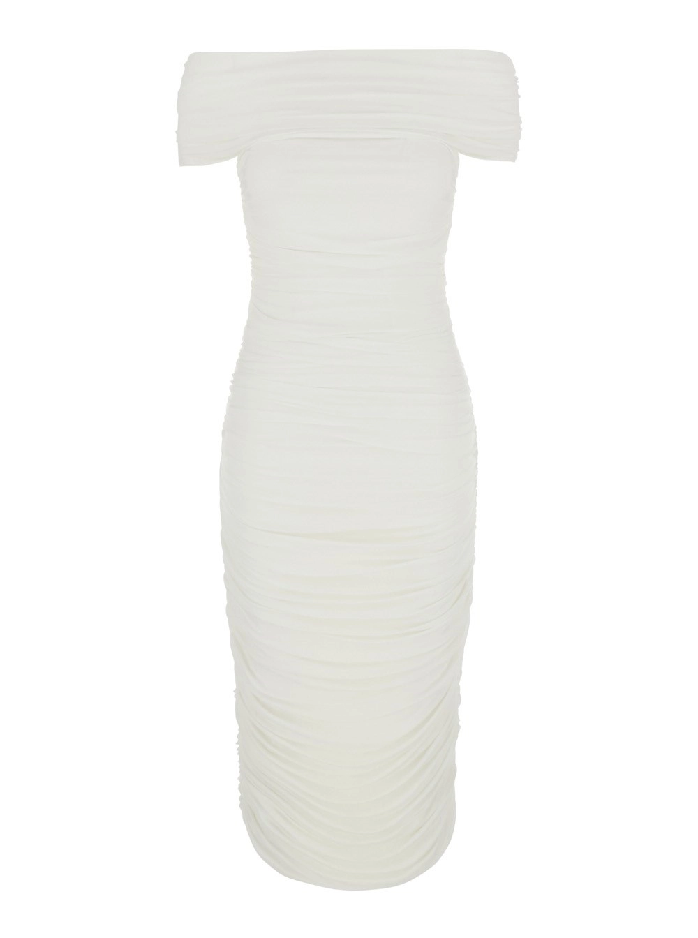 Norma kamali Abito con scollo quadrato e design con Arricciature in tessuto tecnico Bianco Donna