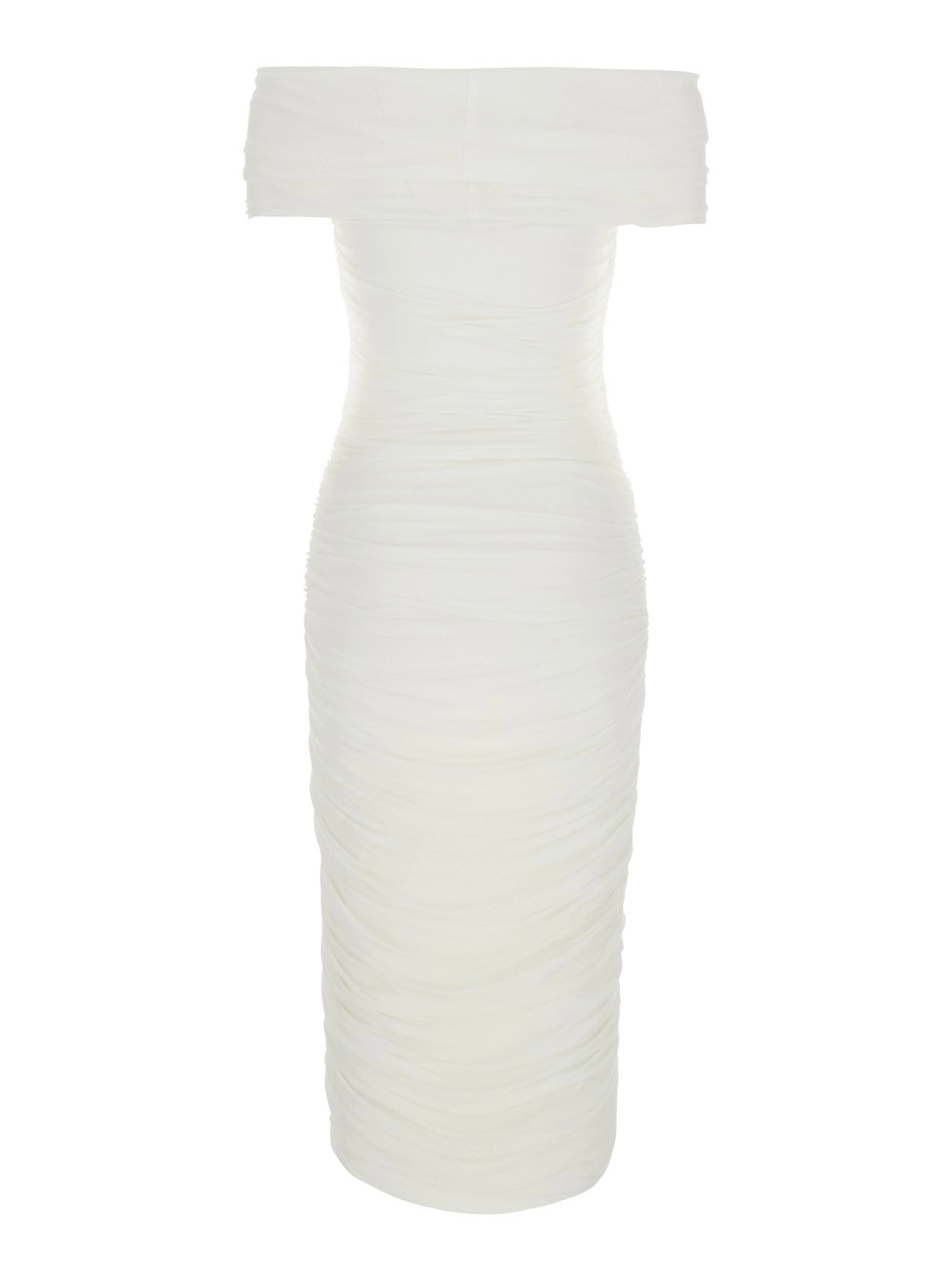 Norma kamali Abito con scollo quadrato e design con Arricciature in tessuto tecnico Bianco Donna, view 2