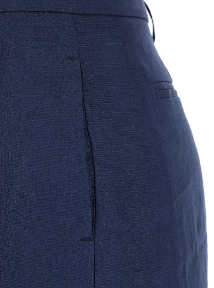 Leplain Pantalone a Gamba Larga in Lino Blu Donna, view 3