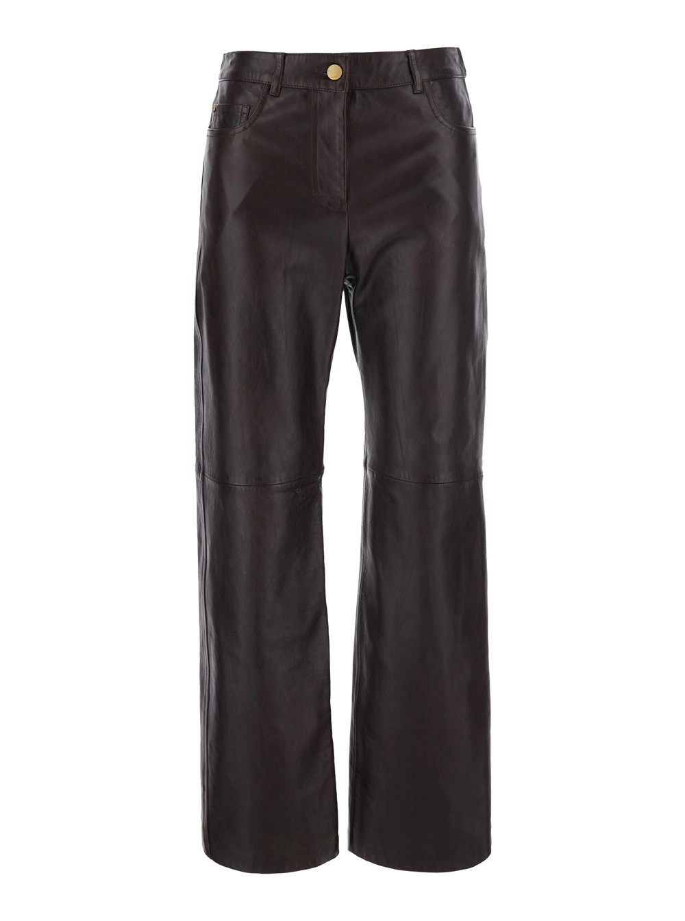 'S Max Mara Pantaloni 'Pesca' con Design a Cinque Tasche in Pelle Marroni Donna