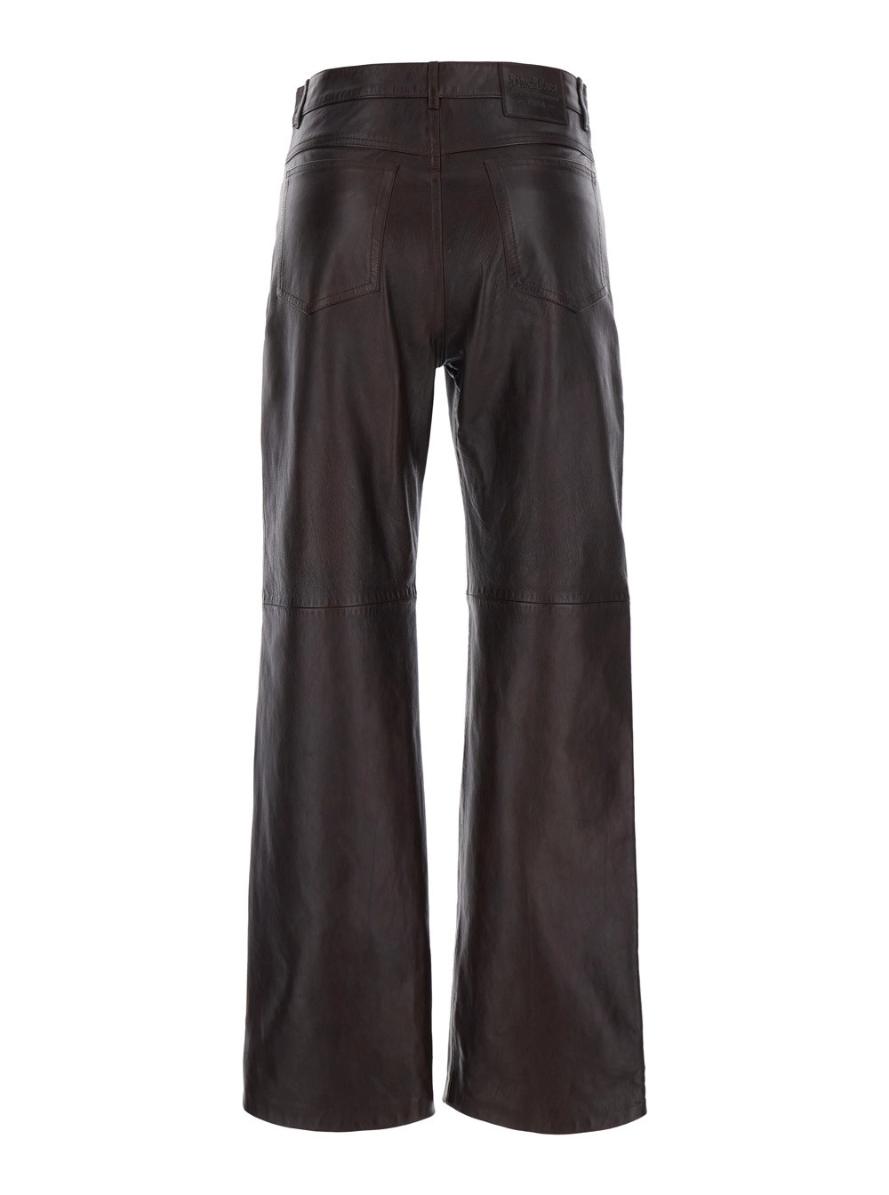 'S Max Mara Pantaloni 'Pesca' con Design a Cinque Tasche in Pelle Marroni Donna, view 2