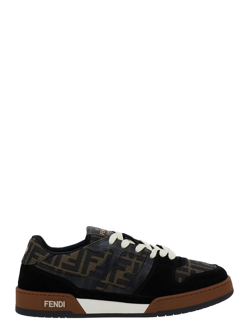 Fendi Sneaker 'Match' con Patch Logo sulla Linguetta e Motivo FF All-Over in Pelle Marrone Uomo