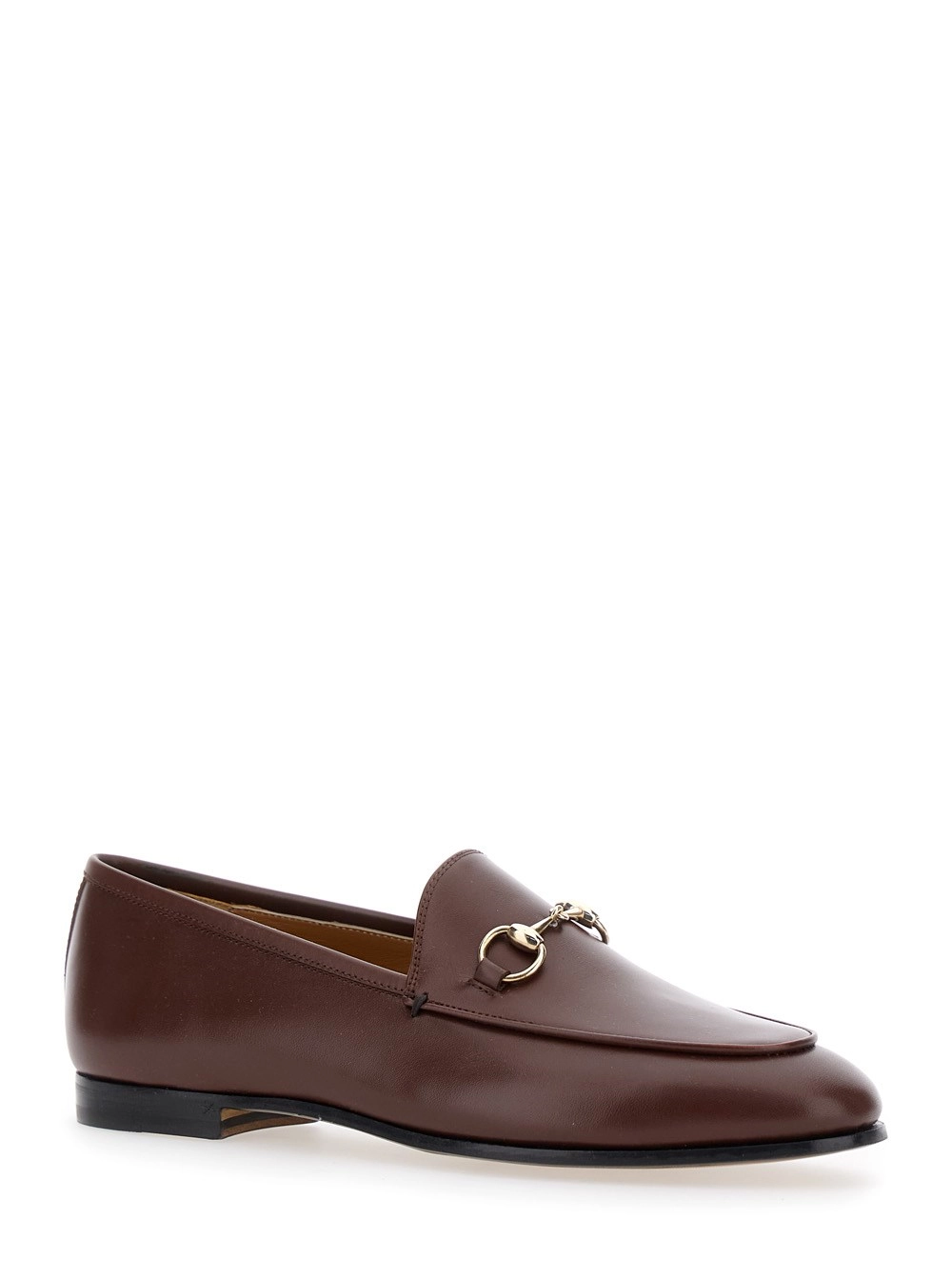 Gucci Mocassini 'Jordan' con Dettaglio Morsetto in Pelle Lucida Marroni Donna, view 2