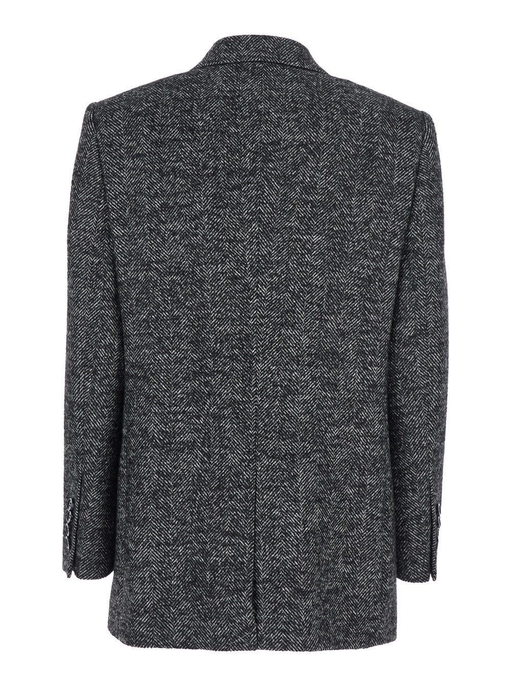 Dolce & Gabbana Giacca Doppiopetto con Revers a Lancia in Misto Lana Grigia Donna, view 2