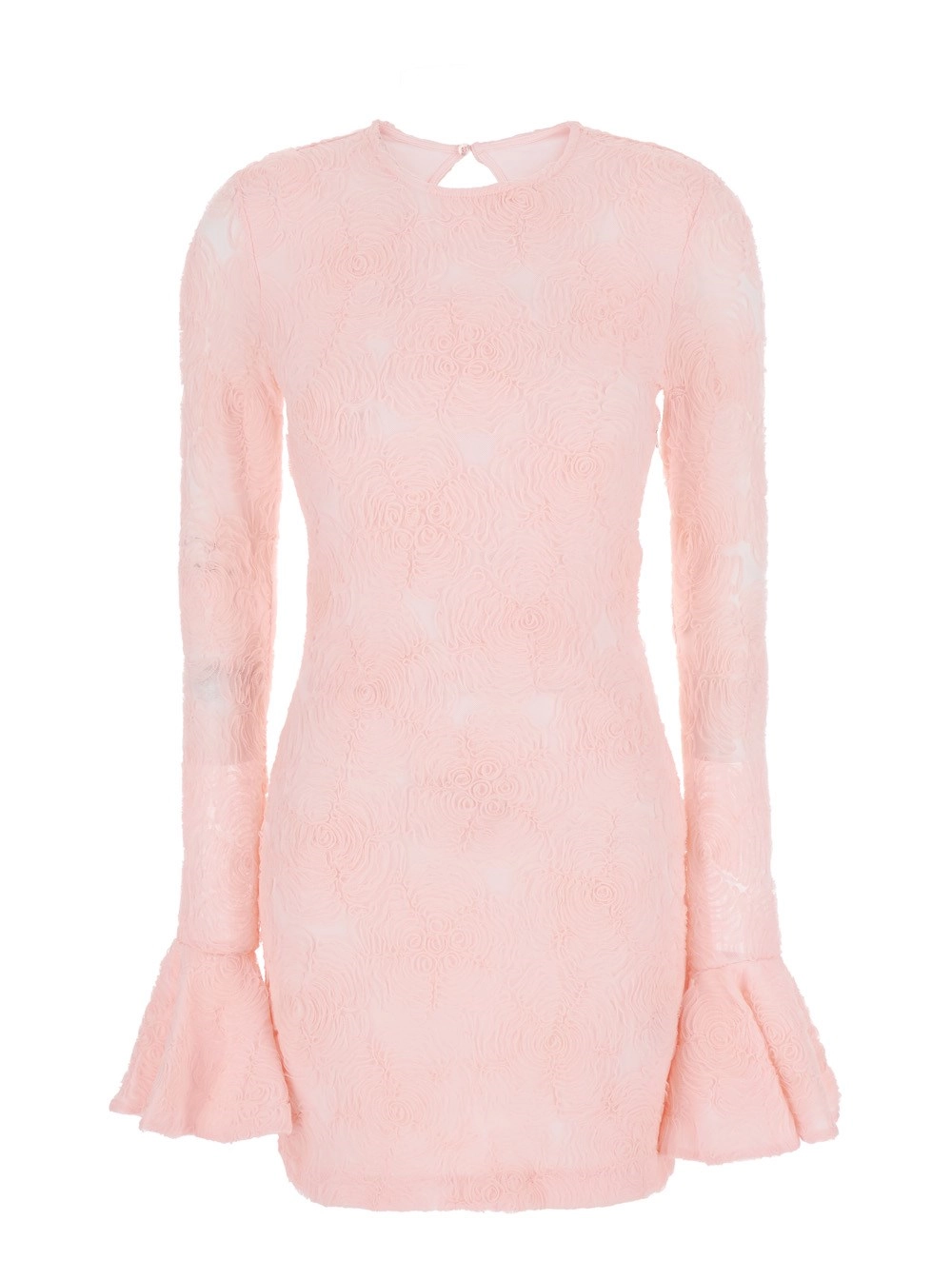 Rotate Abito con Scollo a Goccia sul Retro e Motivo Floreale Ricamato All-Over in Tessuto Rosa Donna