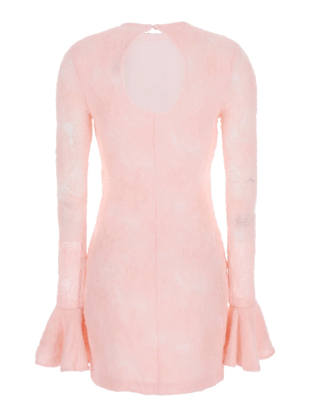 Rotate Abito con Scollo a Goccia sul Retro e Motivo Floreale Ricamato All-Over in Tessuto Rosa Donna, view 2