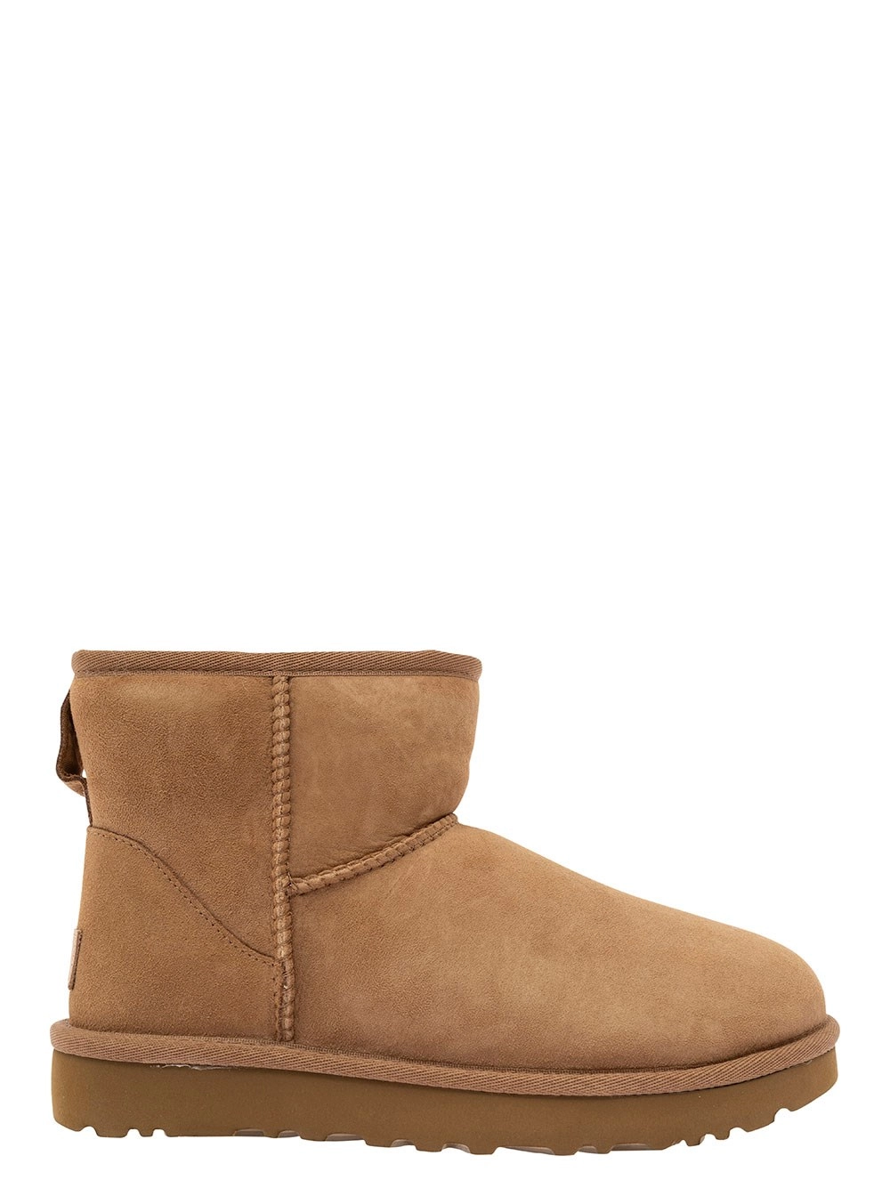 UGG Stivaletti 'Classic Mini' con Patch Logo sul Retro in Pelle Scamosciata Beige Donna