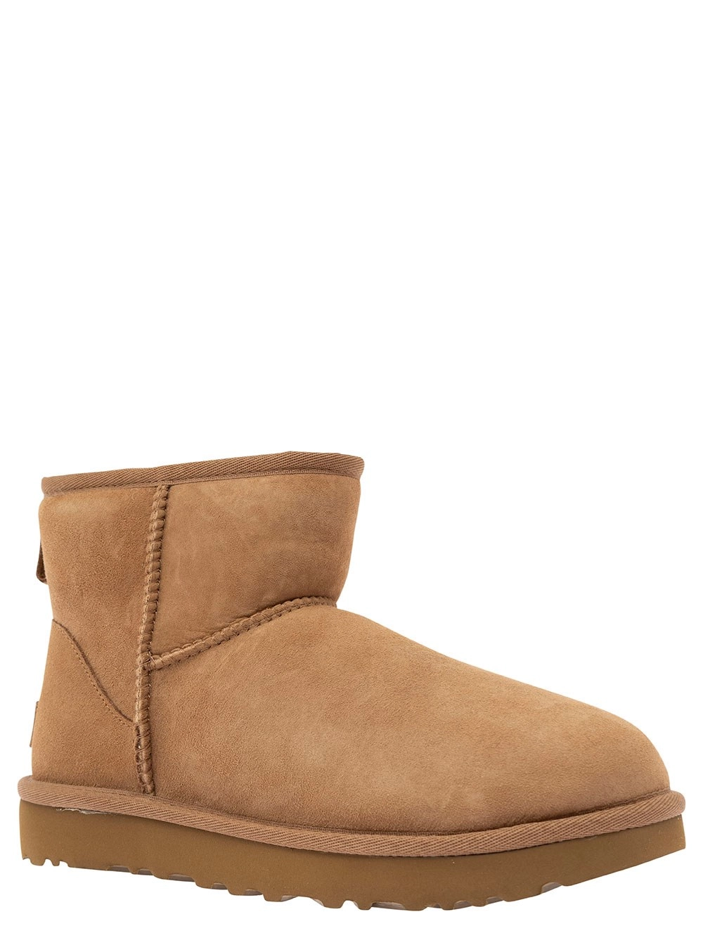 UGG Stivaletti 'Classic Mini' con Patch Logo sul Retro in Pelle Scamosciata Beige Donna, view 2