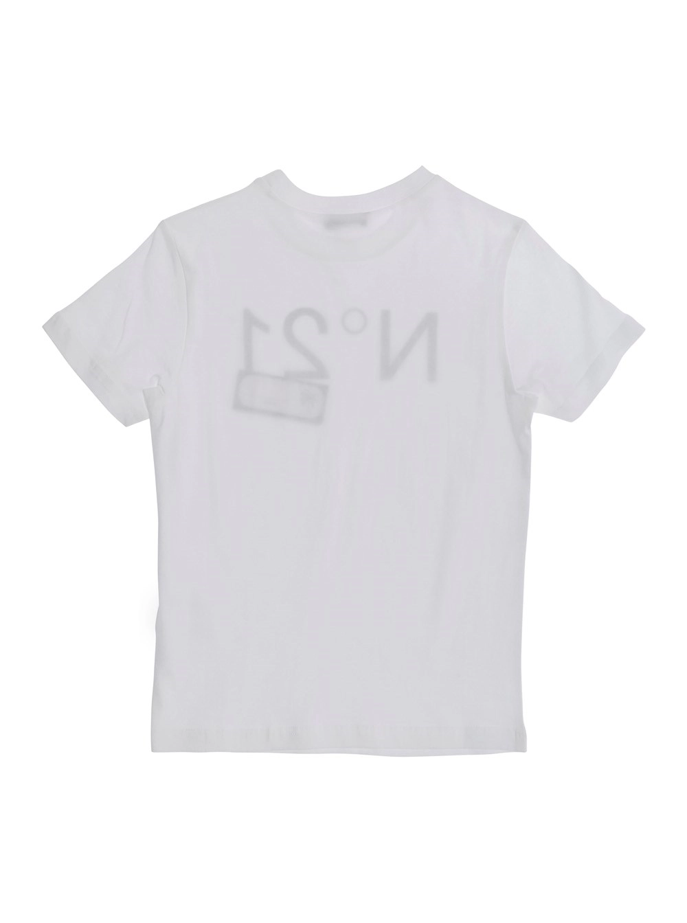 N°21 kids T-Shirt Girocollo con Stampa Logo sul Fronte in Cotone Bianca Bambino, view 2