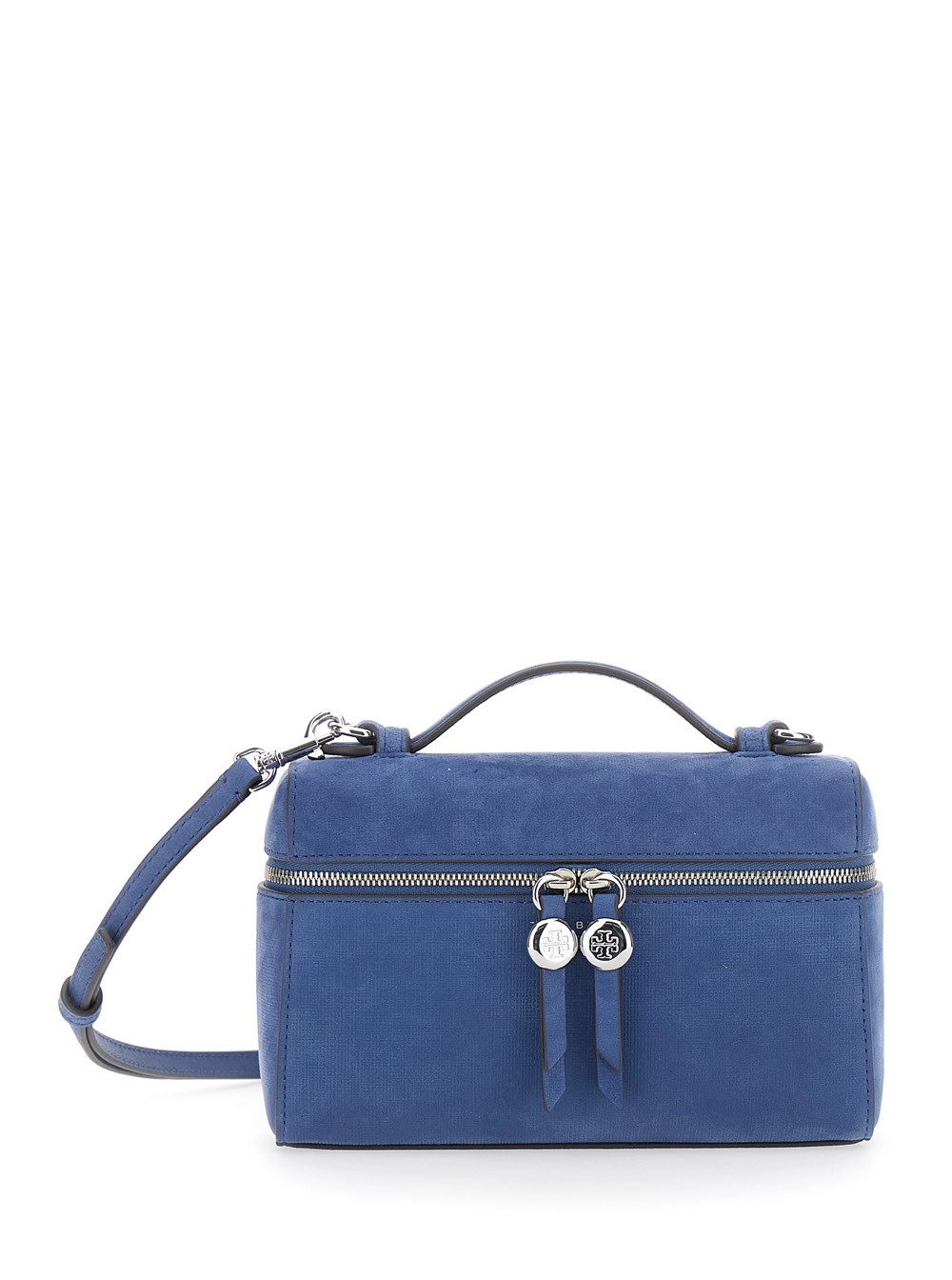 Tory Burch Borsa a Tracolla 'Romy' con Tracolla Regolabile e Removibile e Logo Lettering sul Fronte in Pelle Blu Donna