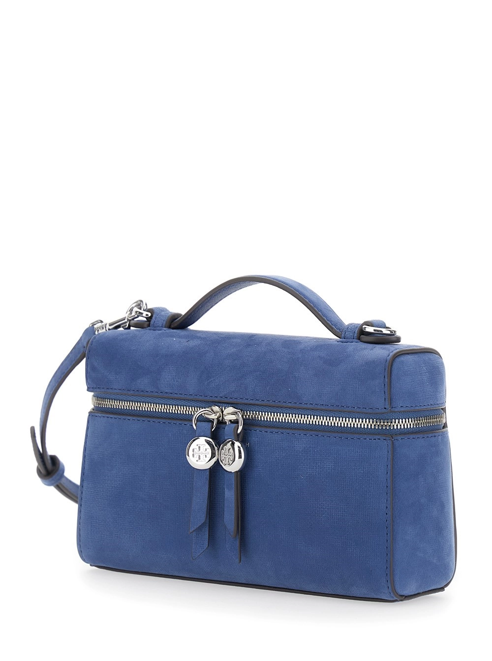 Tory Burch Borsa a Tracolla 'Romy' con Tracolla Regolabile e Removibile e Logo Lettering sul Fronte in Pelle Blu Donna, view 2