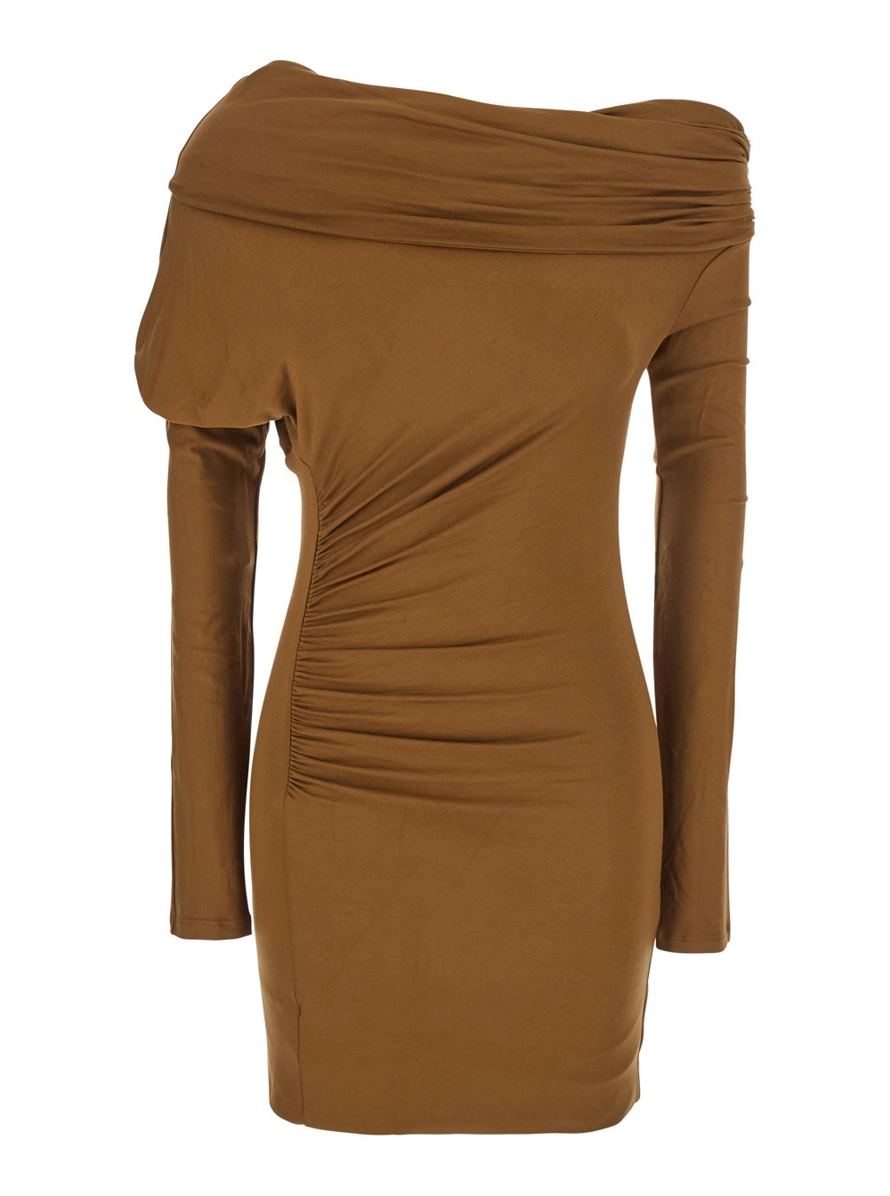 The andamane Abito 'Zoe' con Design Asimmetrico e Drappeggi in Tessuto Beige Donna