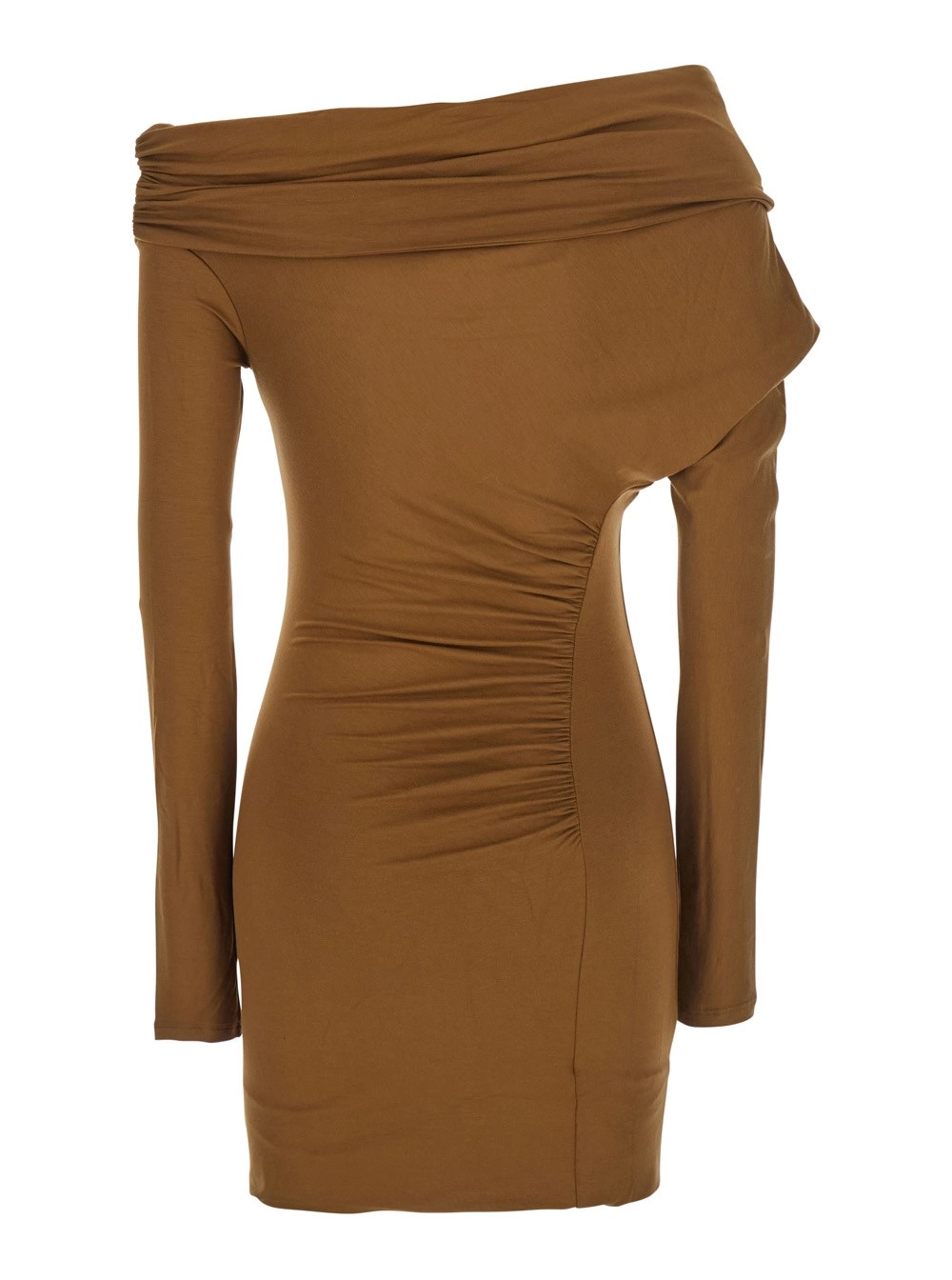 The andamane Abito 'Zoe' con Design Asimmetrico e Drappeggi in Tessuto Beige Donna, view 2