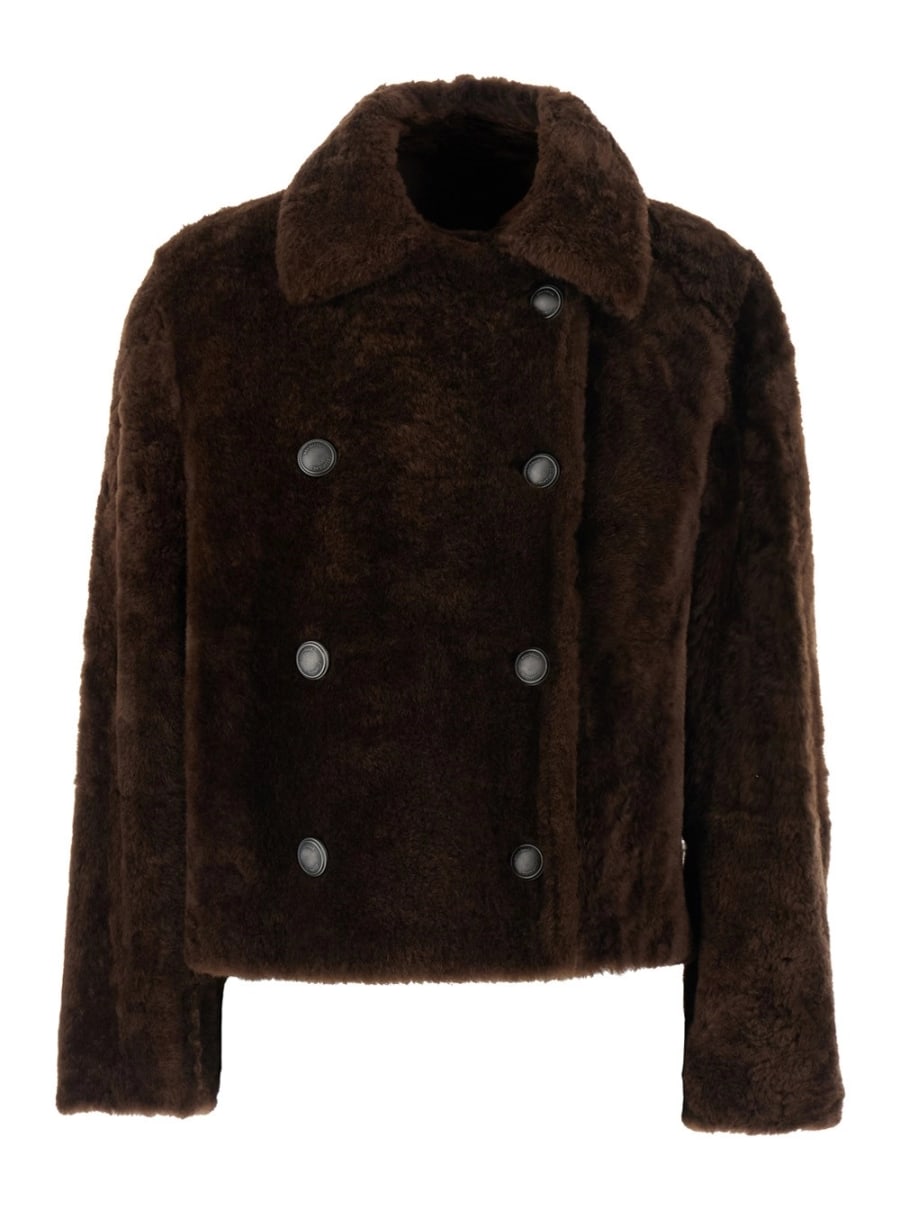 Brunello Cucinelli CROPPED DOUBLE BREASTED SHEARLING