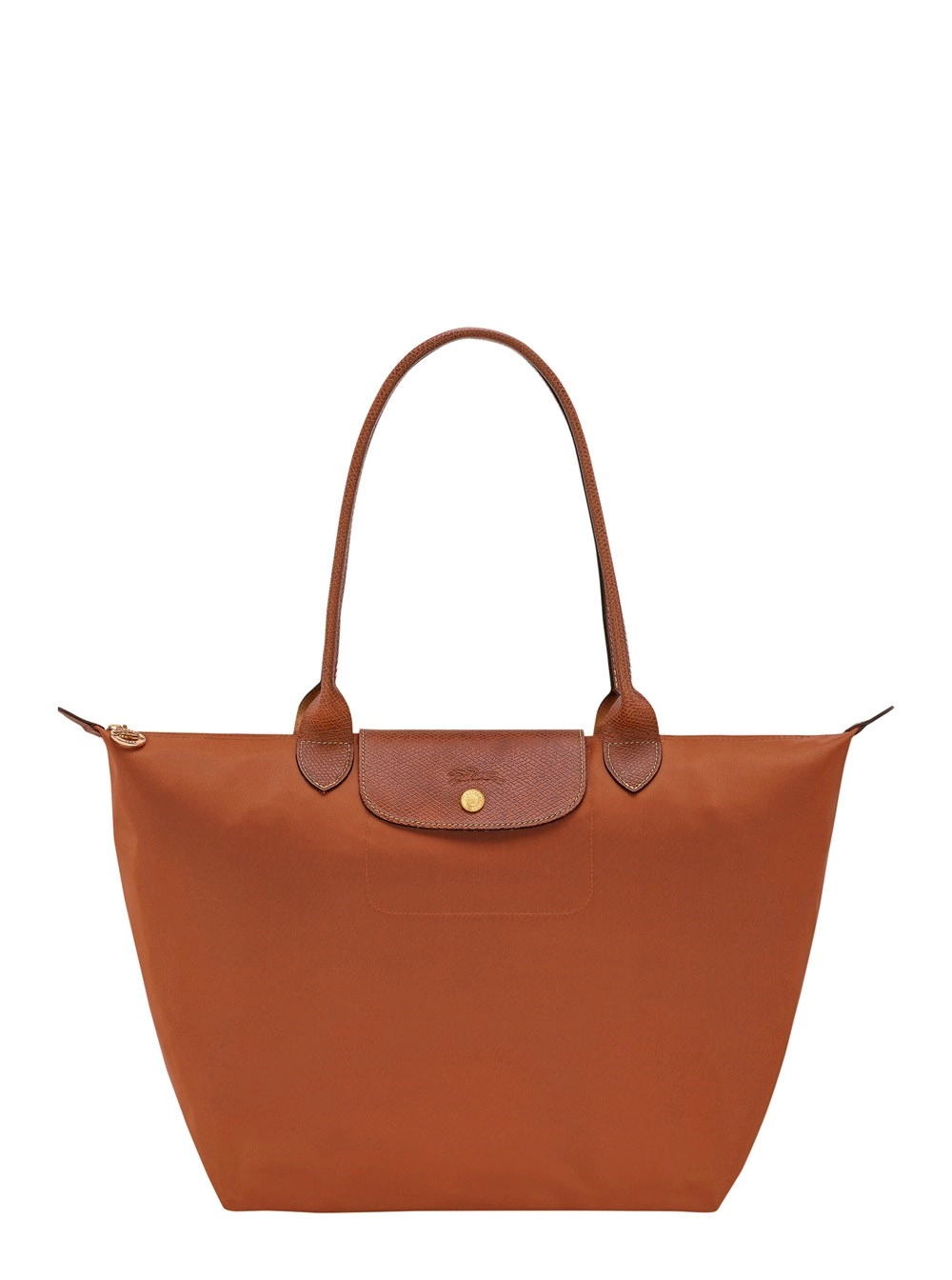 Longchamp Borsa Shopping 'Le Pliage Original' con Logo Impresso in Tela Riciclata Marrone Donna