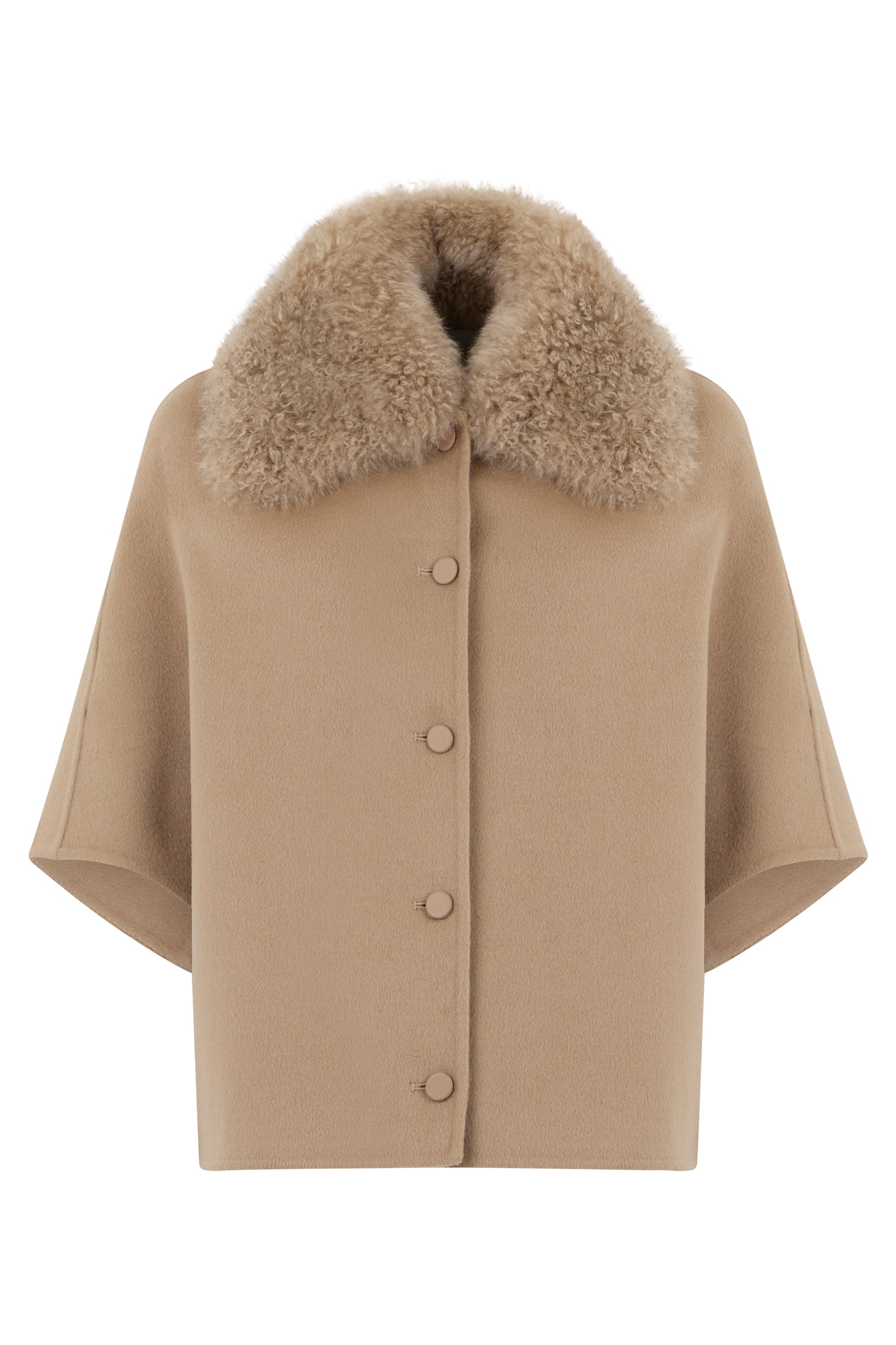 Yves Salomon Cappotto corto in lana con collo shearling