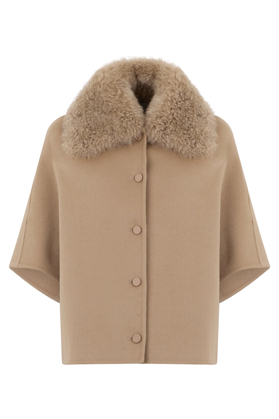 Yves Salomon Cappotto corto in lana con collo shearling