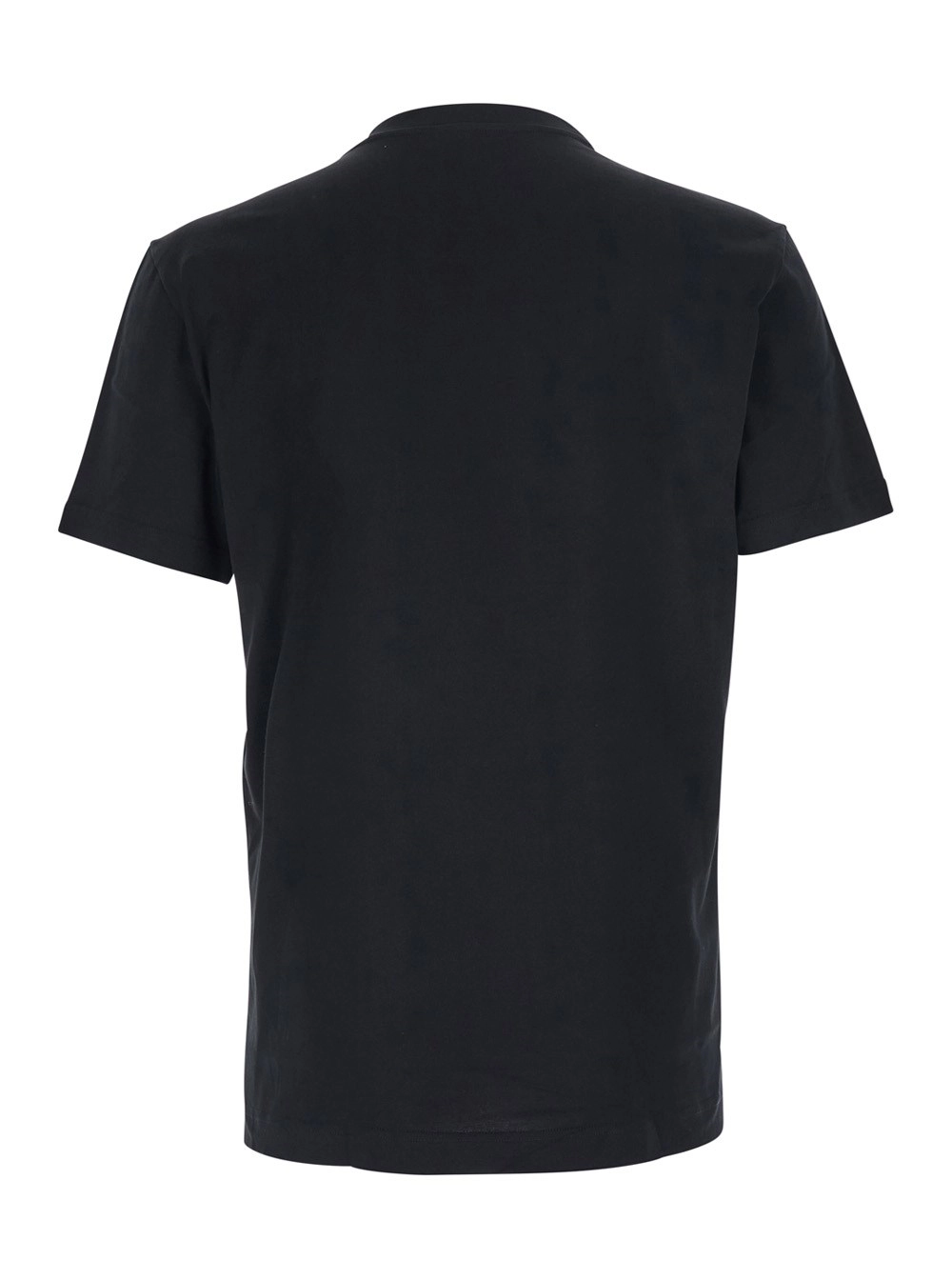 Dolce & Gabbana T-Shirt Girocollo con Ricamo Logo sul Fronte in Cotone Nera Uomo, view 2