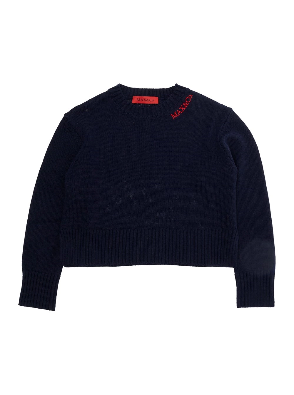 Max&co kids Maglia con logo lettering sul lato in misto Lana Blu Bambina
