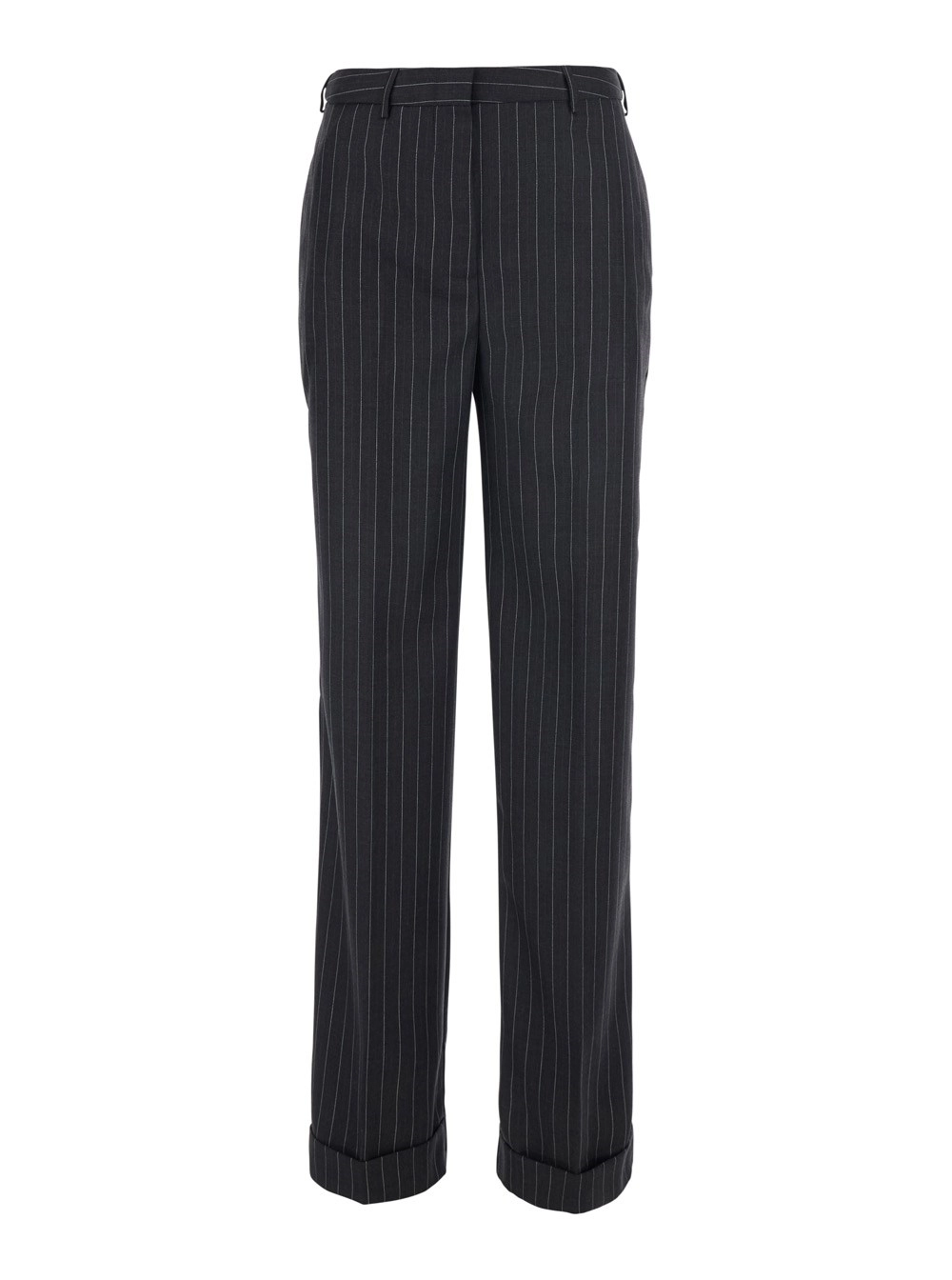 Semicouture Pantaloni 'Lola' con motivo a righe all-over in misto lana grigi donna