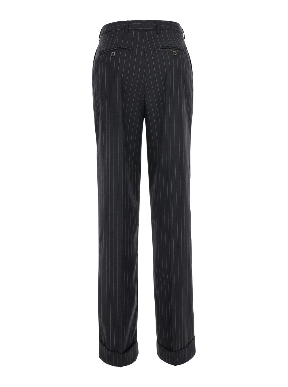 Semicouture Pantaloni 'Lola' con motivo a righe all-over in misto lana grigi donna, view 2